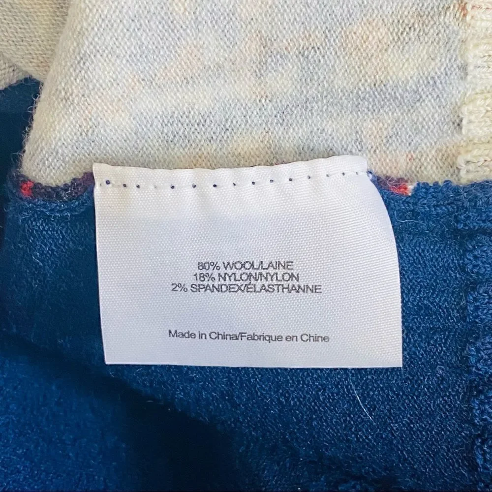 TORY BURCH Printed Wool Crew Neck Sweater M